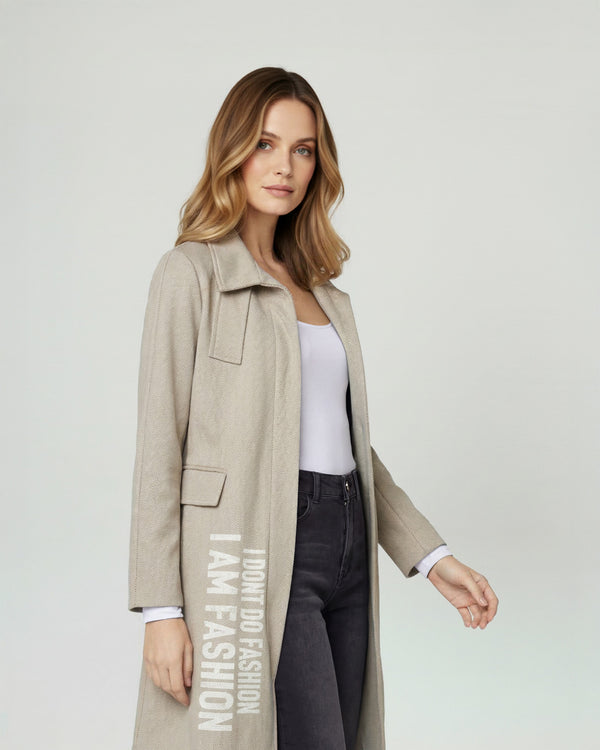 Abrigo Mujer Magdalena Relaxed Cuello En V Manga Suelta Beige Lineatre
