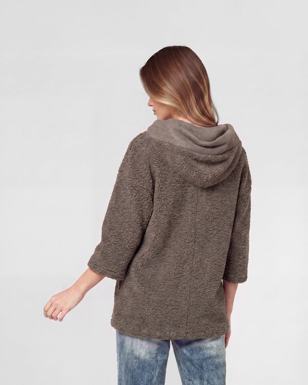 Abrigo Mujer Camila Relaxed fit Cuello en V manga caída Chocolate Lineatre