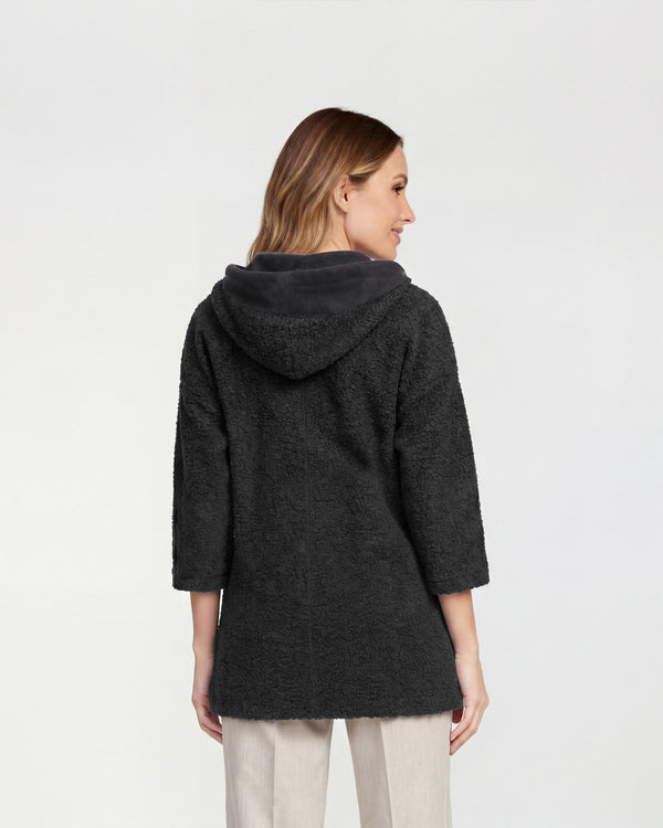 Abrigo Mujer Camila Relaxed fit Cuello en V manga caída Negro Lineatre