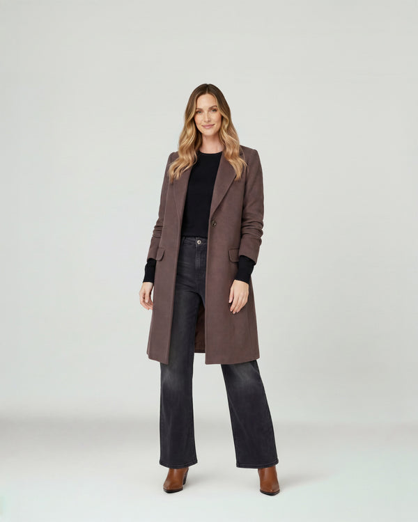 Abrigo Mujer Ornella Regular Cuello Con Solapa Manga Suelta Negro Lineatre