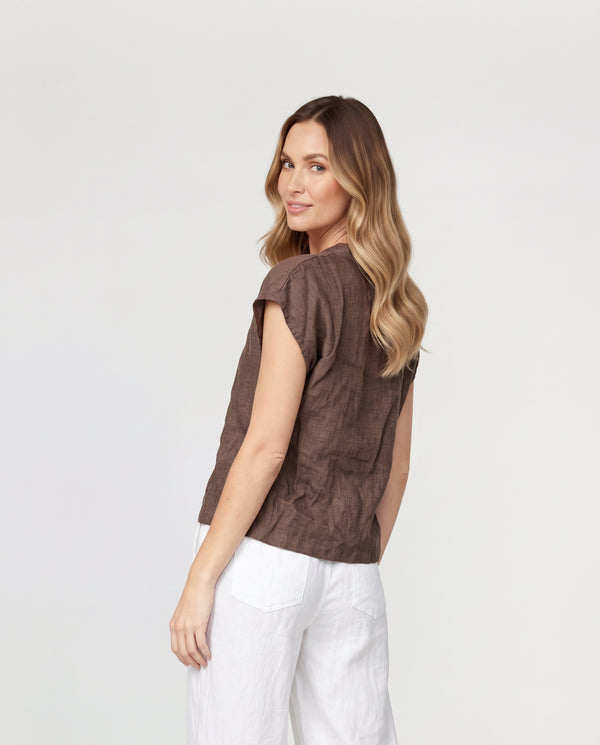 Blusa Mujer Chiara Escote en V Chocolate Lineatre