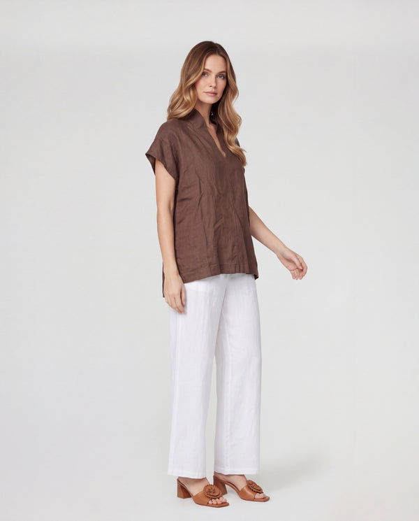 Blusa Mujer Chiara Escote en V Chocolate Lineatre