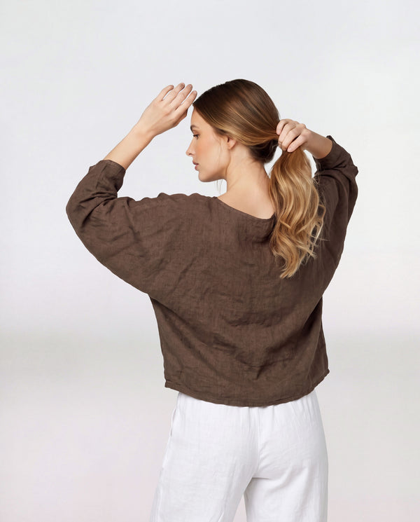 Blusa Mujer Paola Cuello bote Chocolate Lineatre