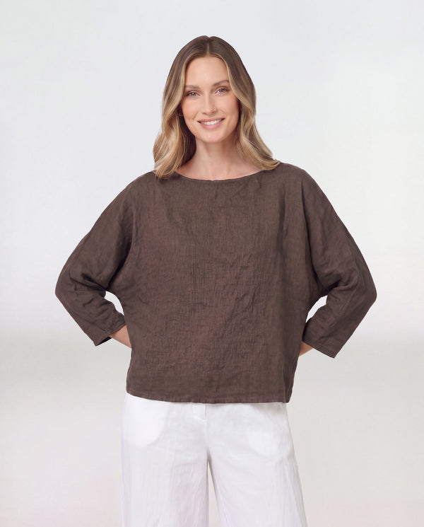 Blusa Mujer Paola Cuello bote Chocolate Lineatre