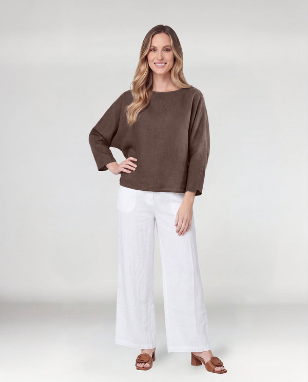 Blusa Mujer Paola Cuello bote Chocolate Lineatre