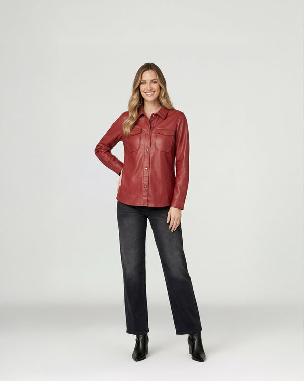 Camisa Mujer Emilia Relaxed Cuello Tipo Camisa Manga Tipo Camisa Vino Lineatre