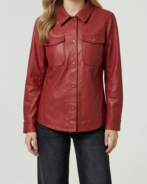 Camisa Mujer Emilia Relaxed Cuello Tipo Camisa Manga Tipo Camisa Vino Lineatre