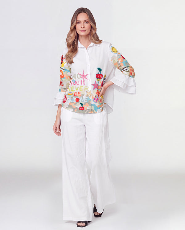 Blusa Mujer Tiziana Cuello camisa Cereza Lineatre