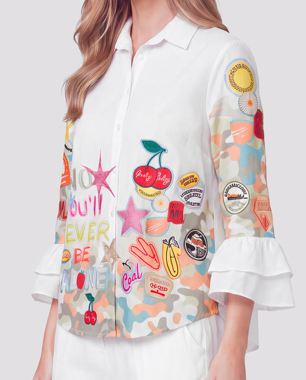 Blusa Mujer Tiziana Cuello camisa Cereza Lineatre