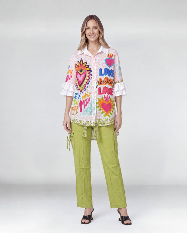 Blusa Mujer Tiziana Cuello camisa Corazón Lineatre