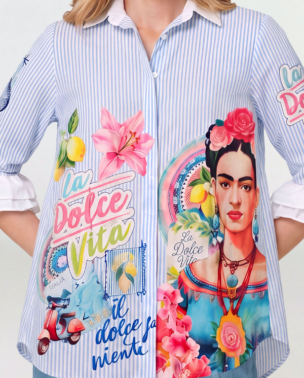 Blusa Mujer Tiziana Cuello camisa Rayas Lineatre