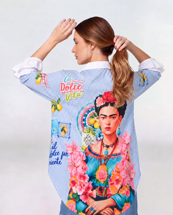 Blusa Mujer Tiziana Cuello camisa Rayas Lineatre