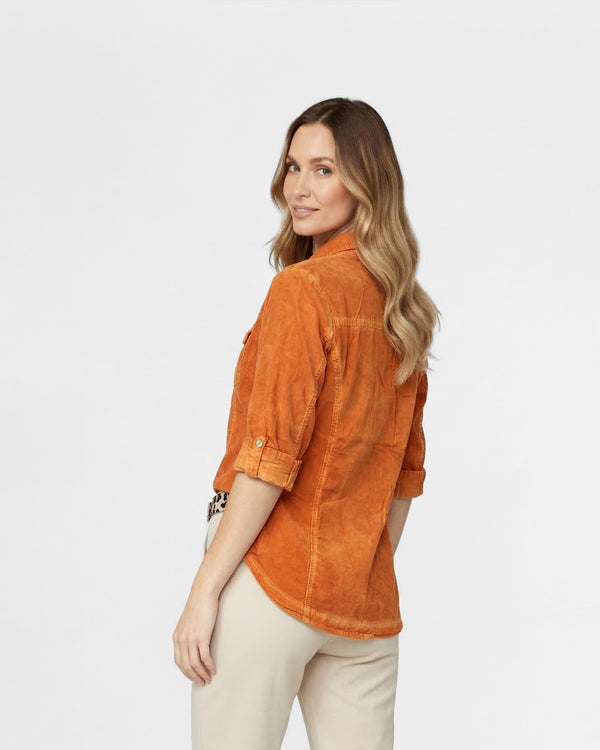 Blusa Mujer Bernadette Entallada Con Ajuste De Mangas Naranja Lineatre