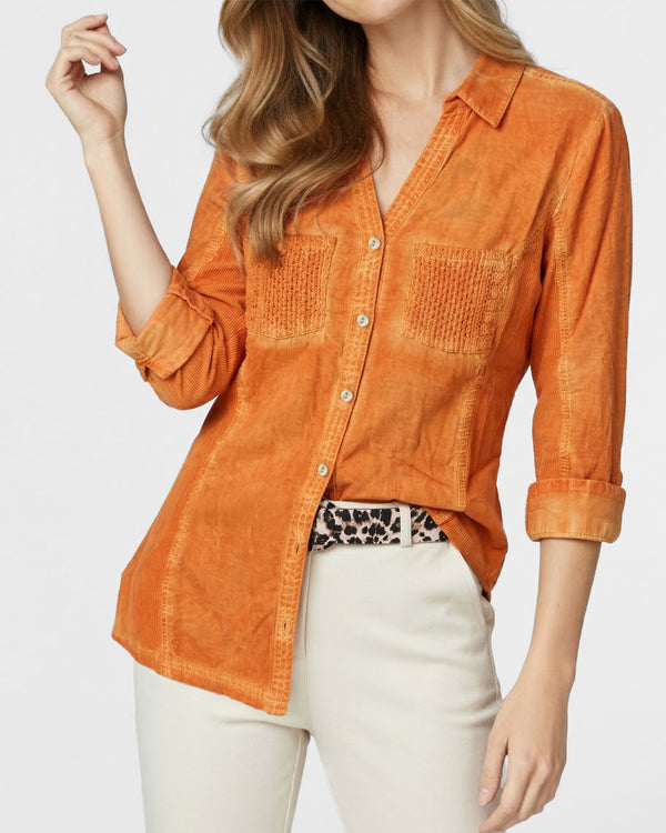 Blusa Mujer Bernadette Entallada Con Ajuste De Mangas Naranja Lineatre