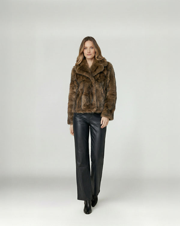 Chaqueta Mujer Gabriela Relaxed Cuello Con Solapa Manga Caída Moro Lineatre