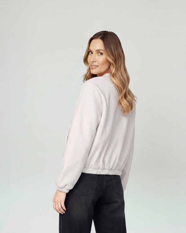 Bomber Mujer Eva Relaxed fit Cuello redondo Manga suelta Beige Lineatre