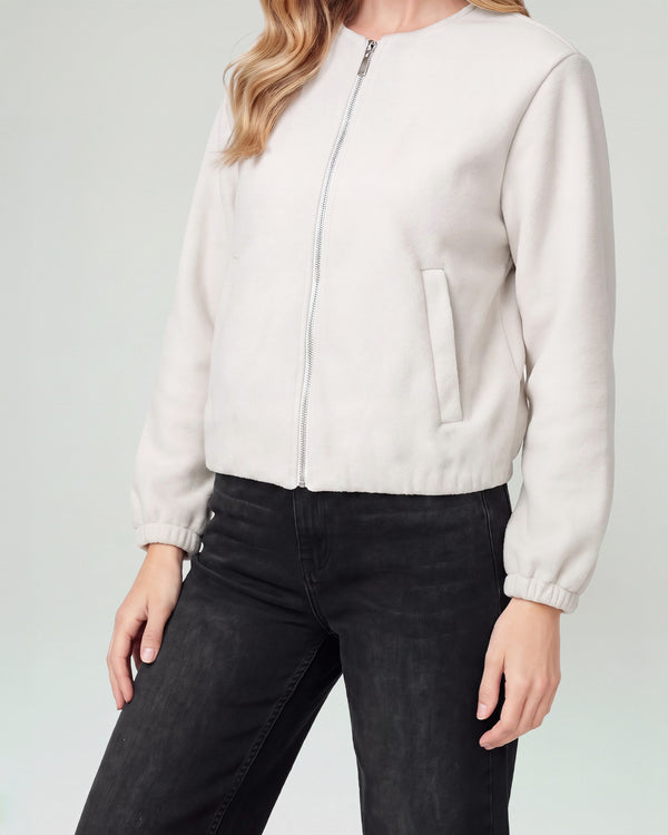 Bomber Mujer Eva Relaxed fit Cuello redondo Manga suelta Beige Lineatre