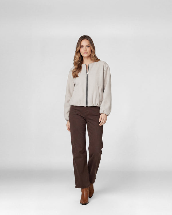 Bomber Mujer Eva Relaxed fit Cuello redondo Manga suelta Camel Lineatre