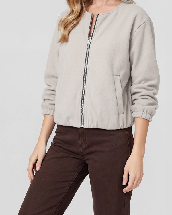 Bomber Mujer Eva Relaxed fit Cuello redondo Manga suelta Camel Lineatre