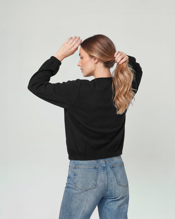 Bomber Mujer Eva Relaxed fit Cuello redondo Manga suelta Negro Lineatre