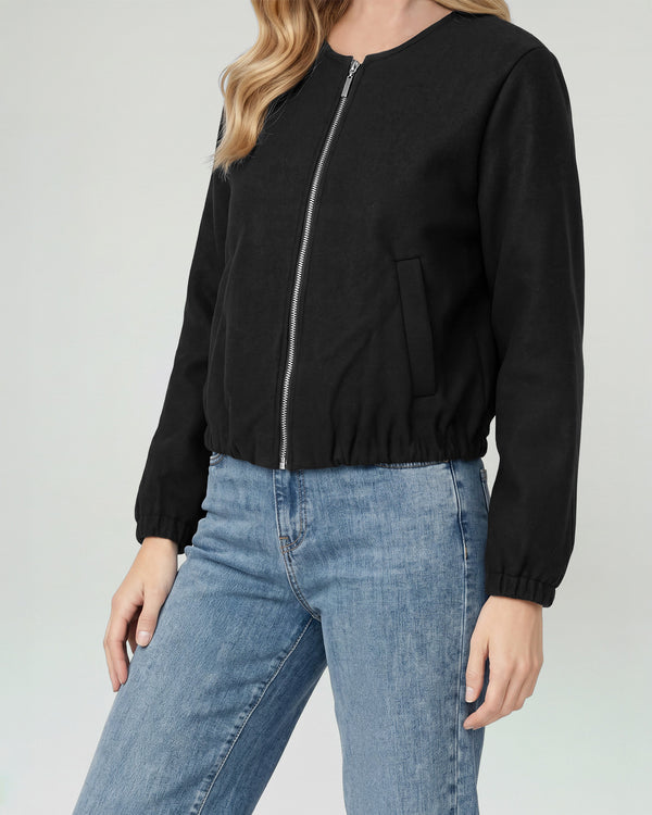 Bomber Mujer Eva Relaxed fit Cuello redondo Manga suelta Negro Lineatre