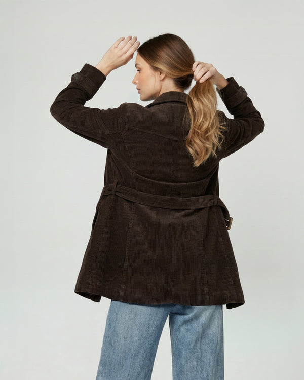 Chaqueta Mujer Elena Regular Cuello En. V Solapa Manga Suelta Chocolate Lineatre