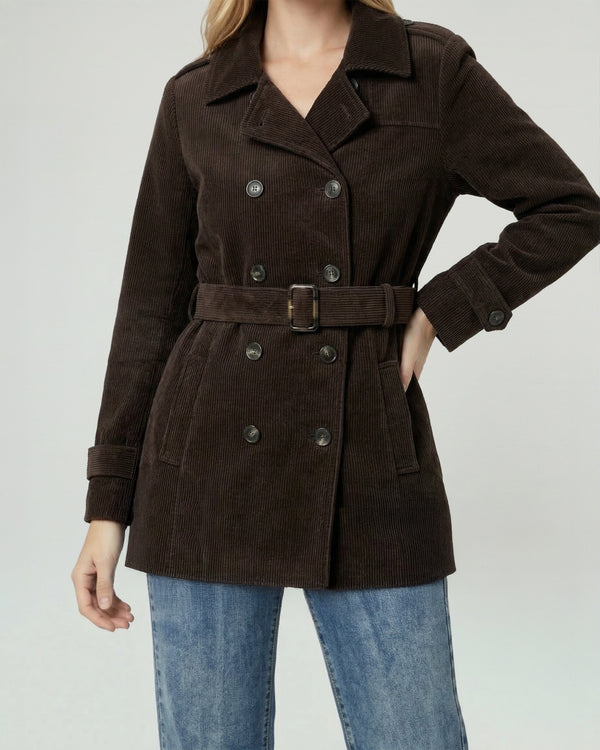 Chaqueta Mujer Elena Regular Cuello En. V Solapa Manga Suelta Chocolate Lineatre