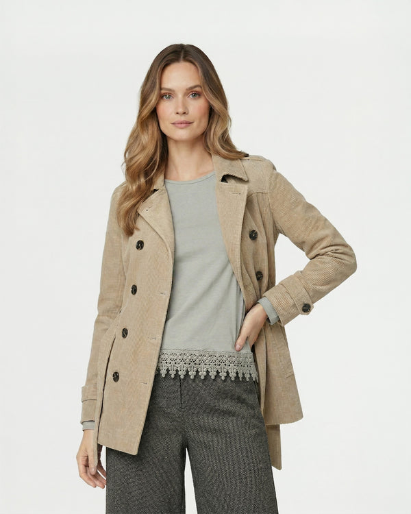 Chaqueta Mujer Elena Regular Cuello En. V Solapa Manga Suelta Fango Lineatre