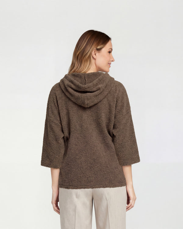 Chaqueta Mujer Josefa Relaxed fit Cuello en V Manga caída Chocolate Lineatre