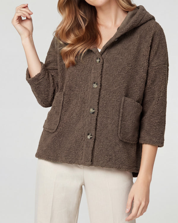 Chaqueta Mujer Josefa Relaxed fit Cuello en V Manga caída Chocolate Lineatre