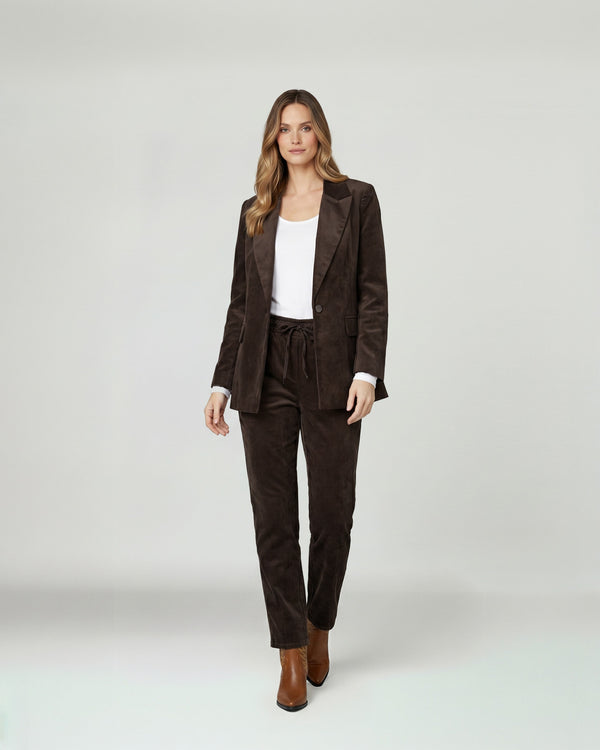 Chaqueta Mujer Ida Regular fit Cuello con solapa Manga suelta Chocolate Lineatre