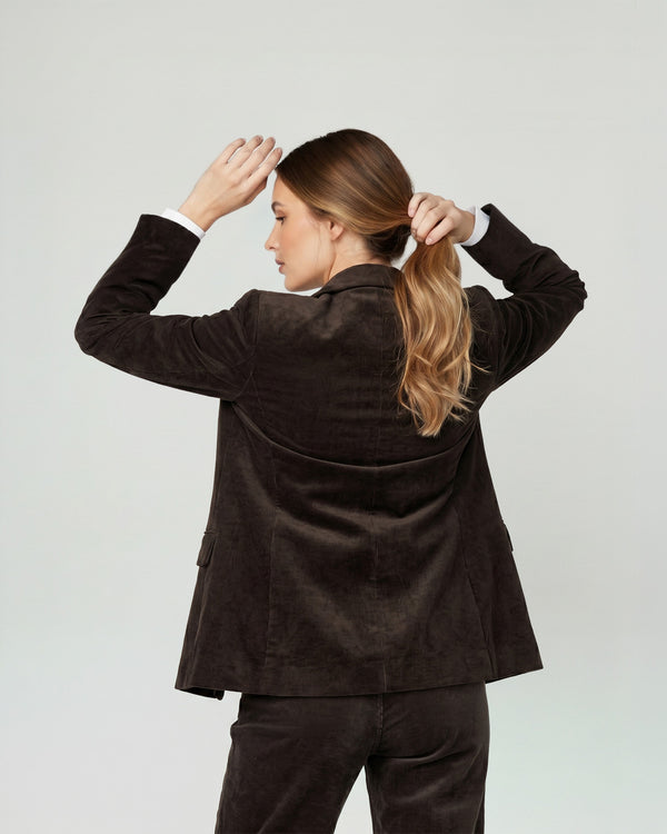 Chaqueta Mujer Ida Regular fit Cuello con solapa Manga suelta Chocolate Lineatre