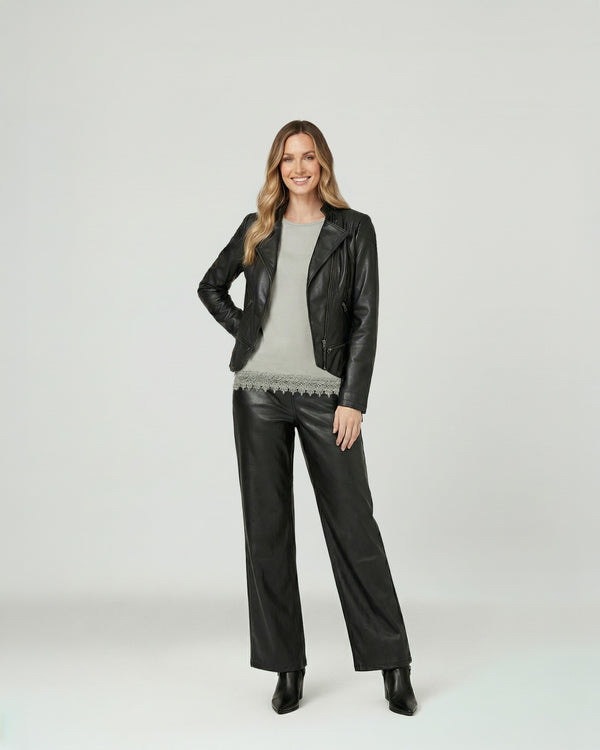 Chaqueta Mujer Silvana Slim Fit Cuello En V Solapa Manga Ajustada Negro Lineatre