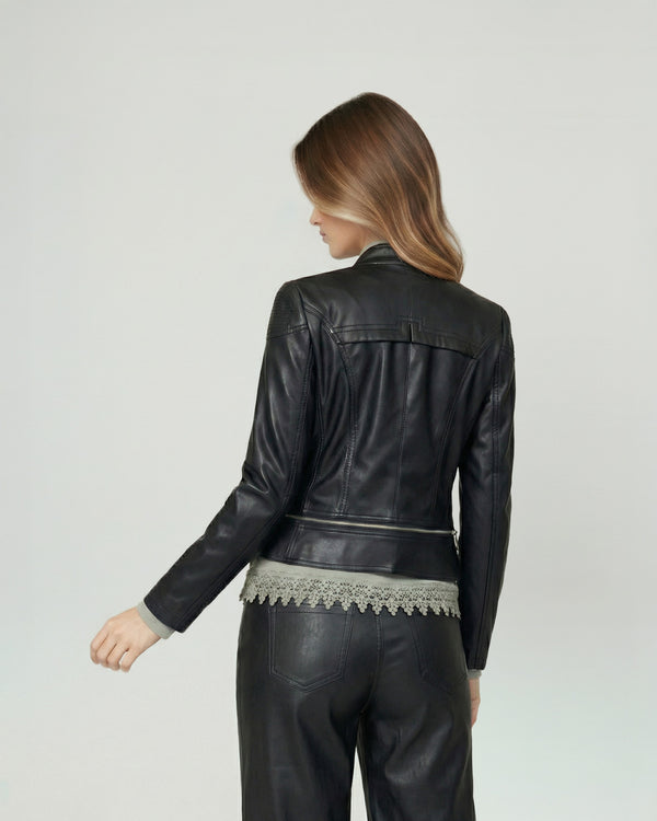 Chaqueta Mujer Silvana Slim Fit Cuello En V Solapa Manga Ajustada Negro Lineatre