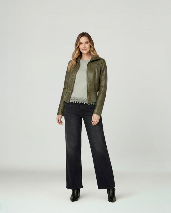 Chaqueta Mujer Francisca Regular  Cuello Alto Solapa Manga Suelta Militar Lineatre