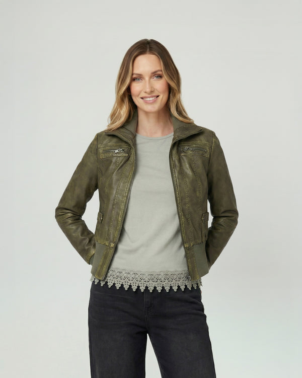 Chaqueta Mujer Francisca Regular  Cuello Alto Solapa Manga Suelta Militar Lineatre