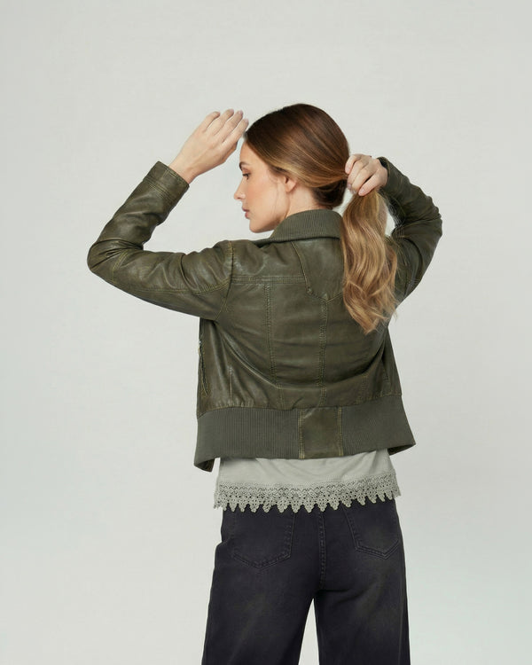 Chaqueta Mujer Francisca Regular  Cuello Alto Solapa Manga Suelta Militar Lineatre