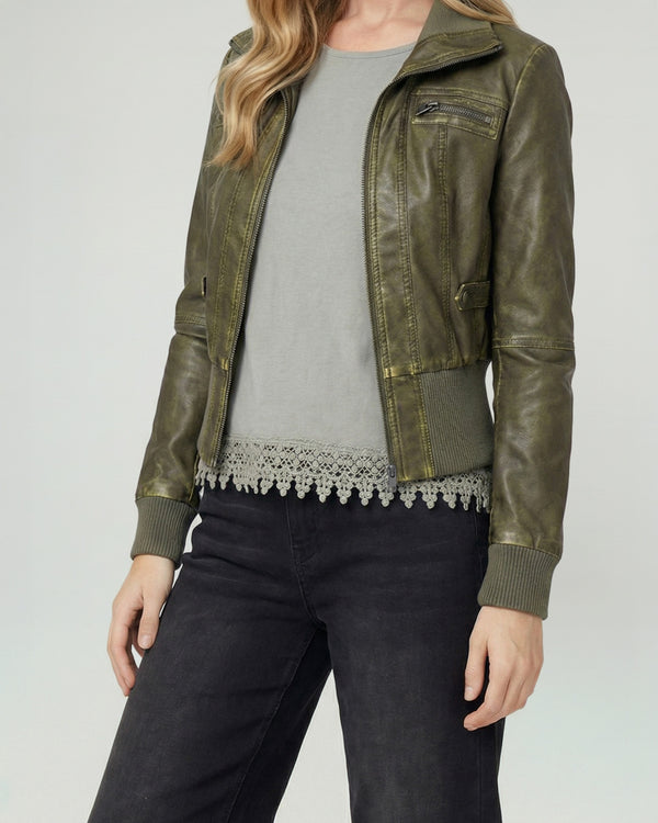 Chaqueta Mujer Francisca Regular  Cuello Alto Solapa Manga Suelta Militar Lineatre