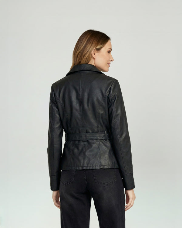 Chaqueta Mujer Constanza Relaxed Cuello Alto Tipo Chaqueta Manga Ajustada Negro Lineatre