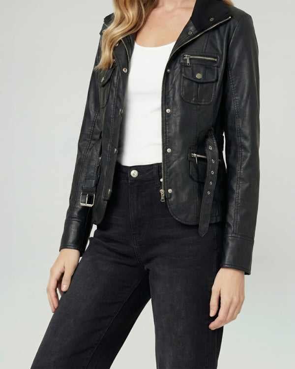 Chaqueta Mujer Constanza Relaxed Cuello Alto Tipo Chaqueta Manga Ajustada Negro Lineatre