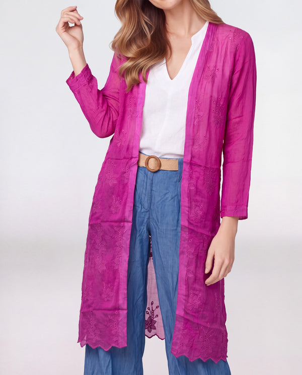 Spolverino Mujer Ornella Cuello kimono Magenta Lineatre