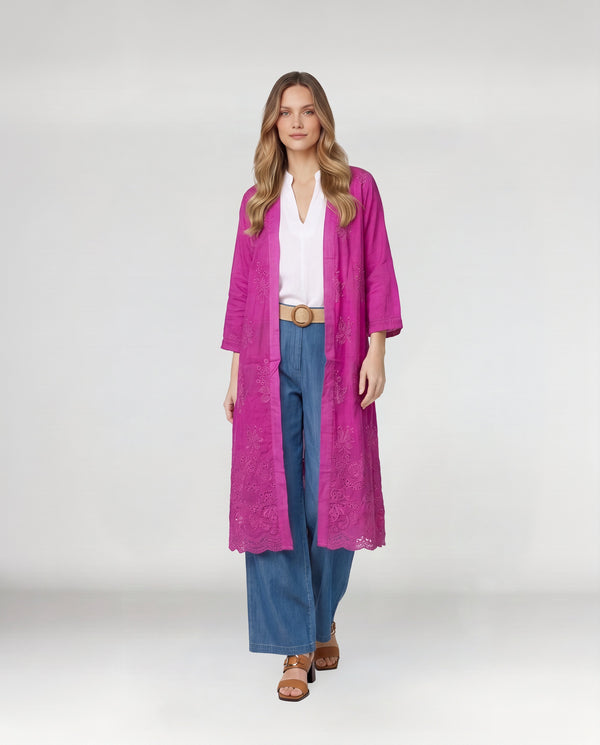 Spolverino Mujer Ornella Cuello kimono Magenta Lineatre