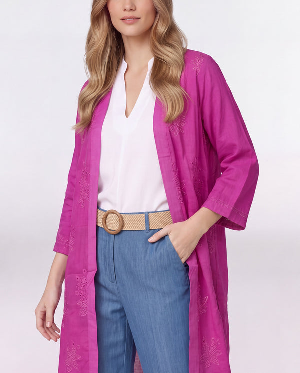 Spolverino Mujer Ornella Cuello kimono Magenta Lineatre