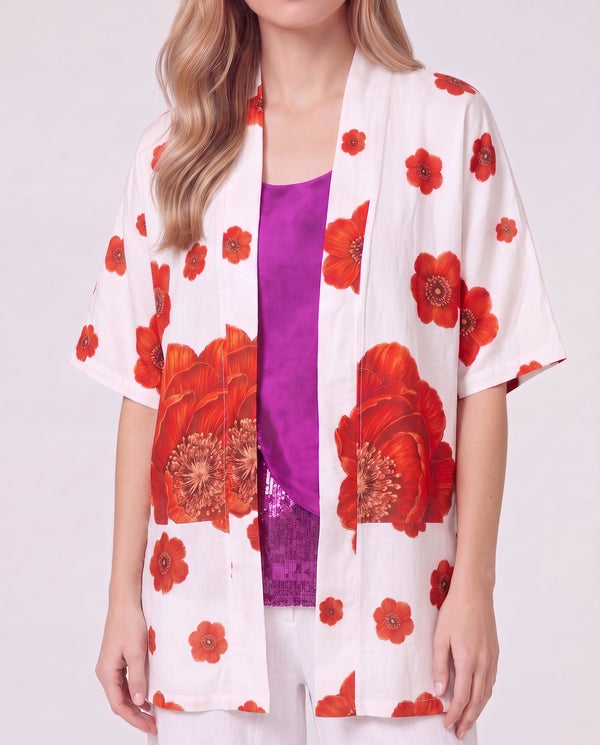 Spolverino Mujer Daniela Cuello kimono Blanco Lineatre