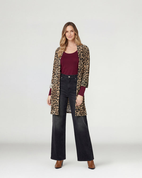 Spolverino Mujer Sol Relaxed Cuello Tipo Kimono Manga Suelta Leopardo Lineatre