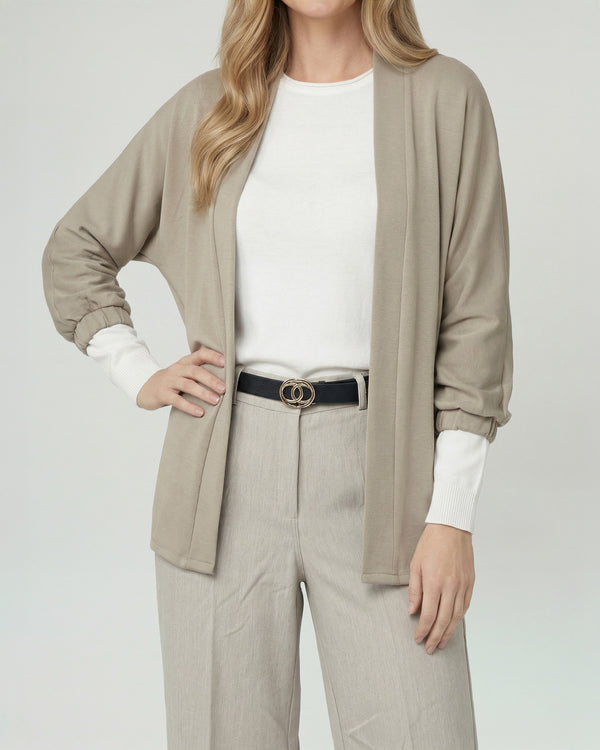 Spolverino Mujer Eva Overside Cuello Tipo Kimono Manga Caída Beige Lineatre