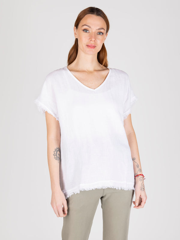 Polera blanco lineatre