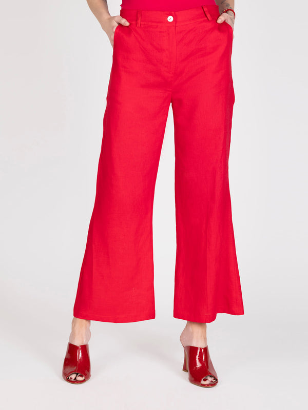 Pantalon cropped rojo lineatre