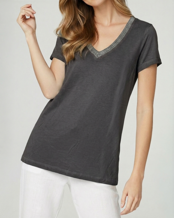 Polera Mujer Antonella Negro Lineatre