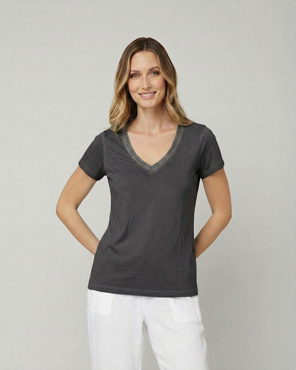 Polera Mujer Antonella Negro Lineatre